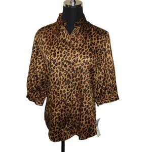 Lauren Ralph Lauren Vintage Leopard Print Button Up Blouse Size Medium NWT